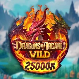 Dragons of Arcane Wild slot logo by Foxium at Stake Casino